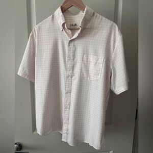 SOLD!  Huk Gingham Fishing Shirt - Pink